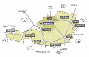 Anfahrt nach Munderfing - Österreich Karte